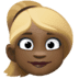 👱🏿‍♀️ woman: dark skin tone, blond hair display on Facebook